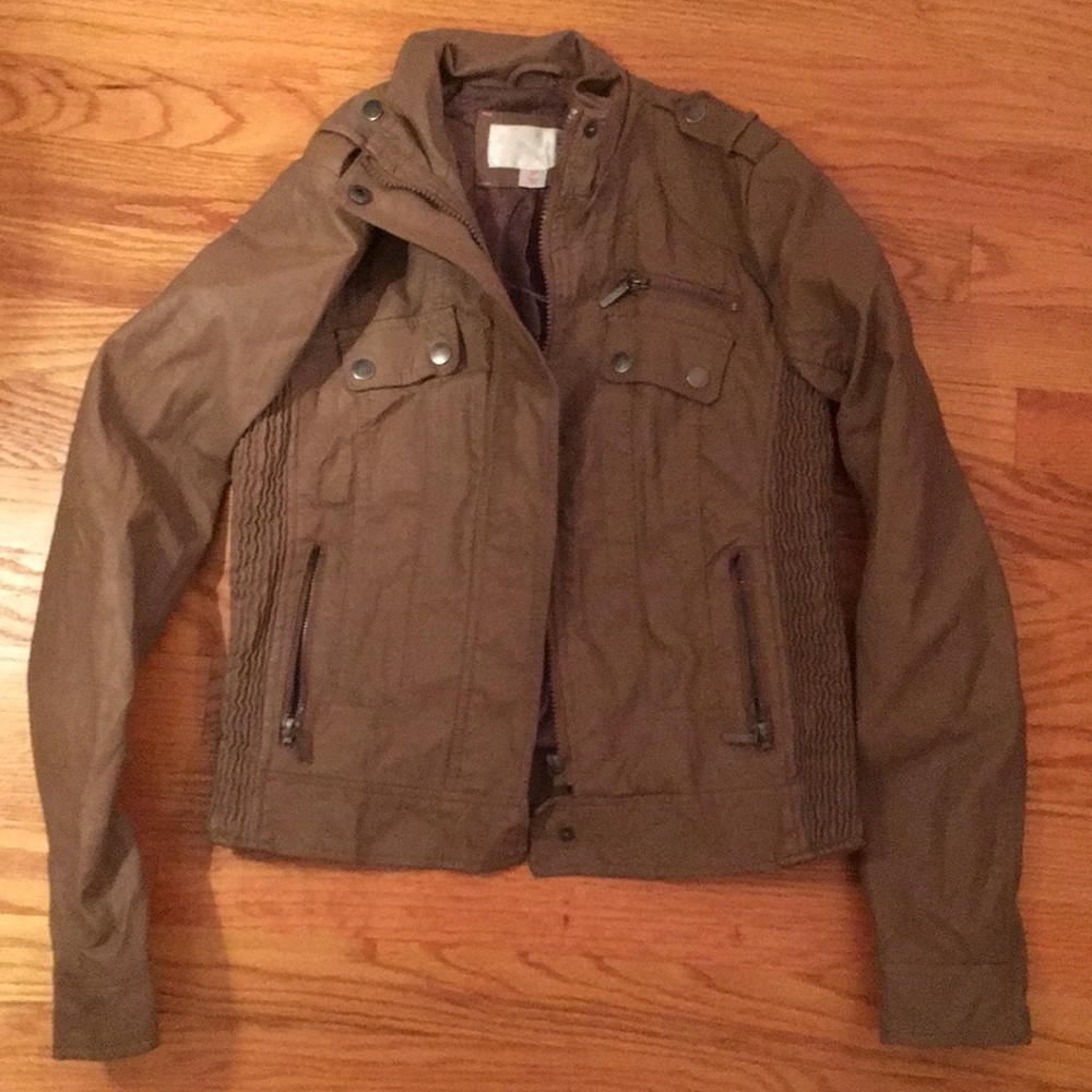Taupe faux leather jacket